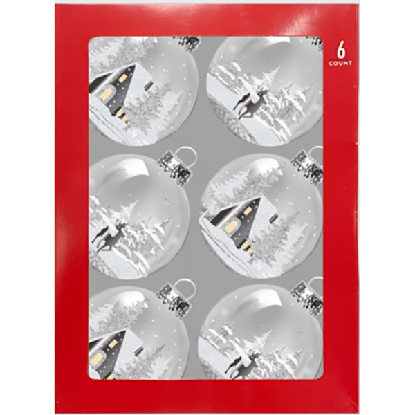 6CT Gltr Glass Ornaments